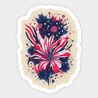 4th of July - Floral American Flag Sticker